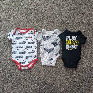 Adidas and Puma Sport Baby Boy Bodysuit Onesies Size 3 Months Lot